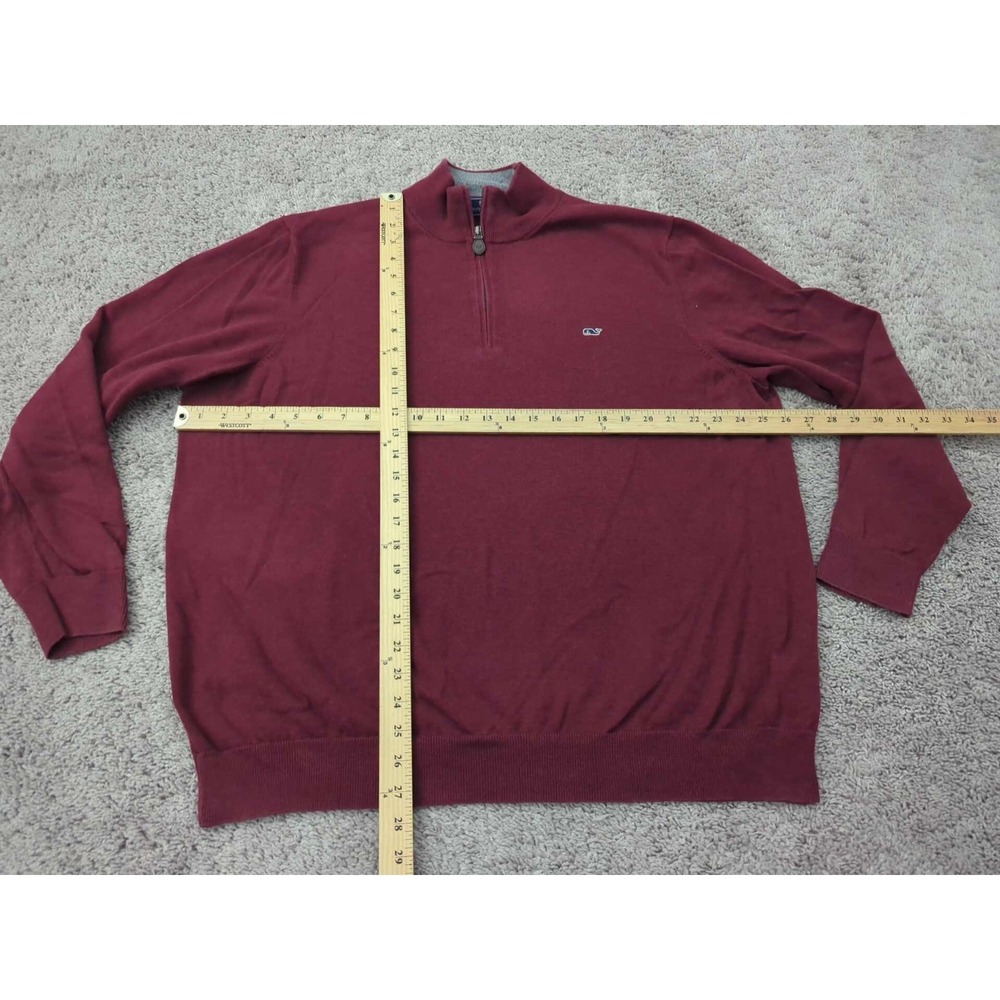 Vineyard Vines Sweater Mens XXL Red 1/4 Zip Pullover Long‎ Sleeve Logo Knit - Picture 4 of 8